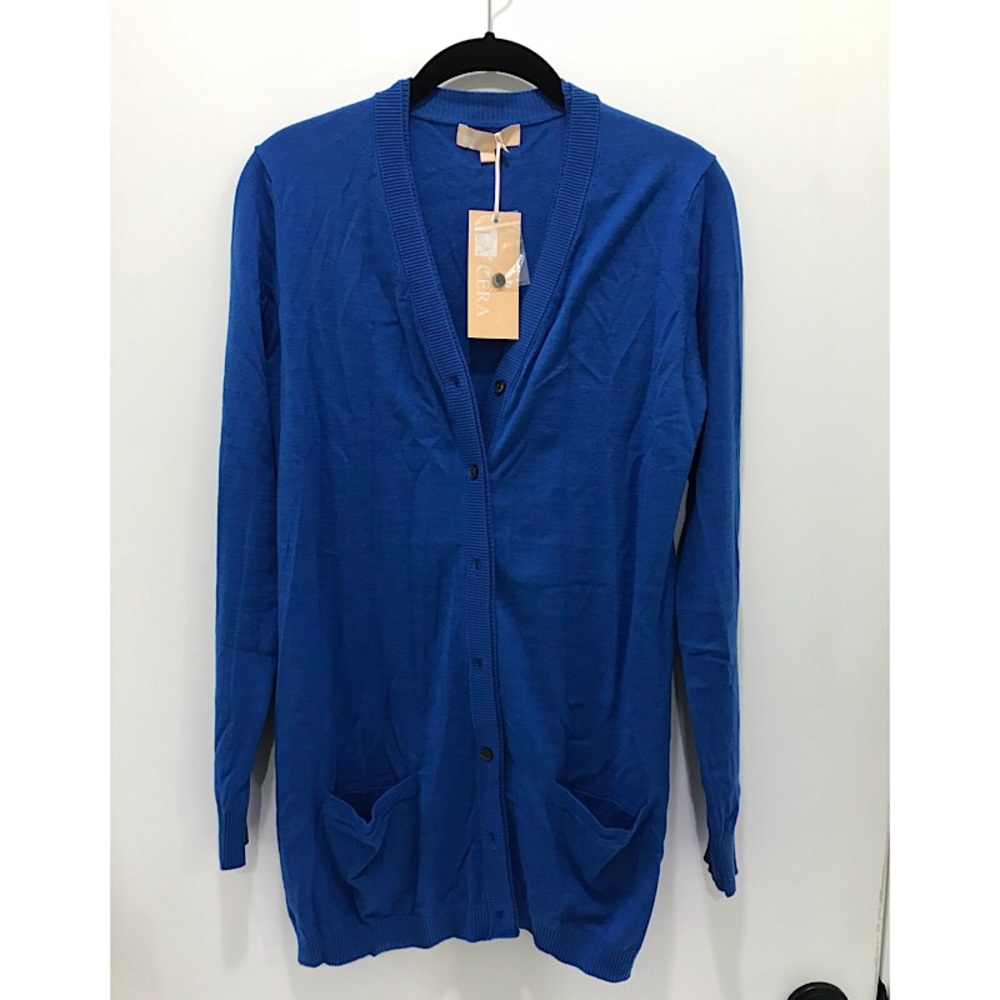 La Cera Blue Cardigan Sweater